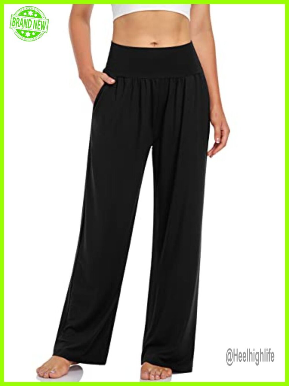Wide Leg Lounge Pants High Waisted Casual Pull On Pockets